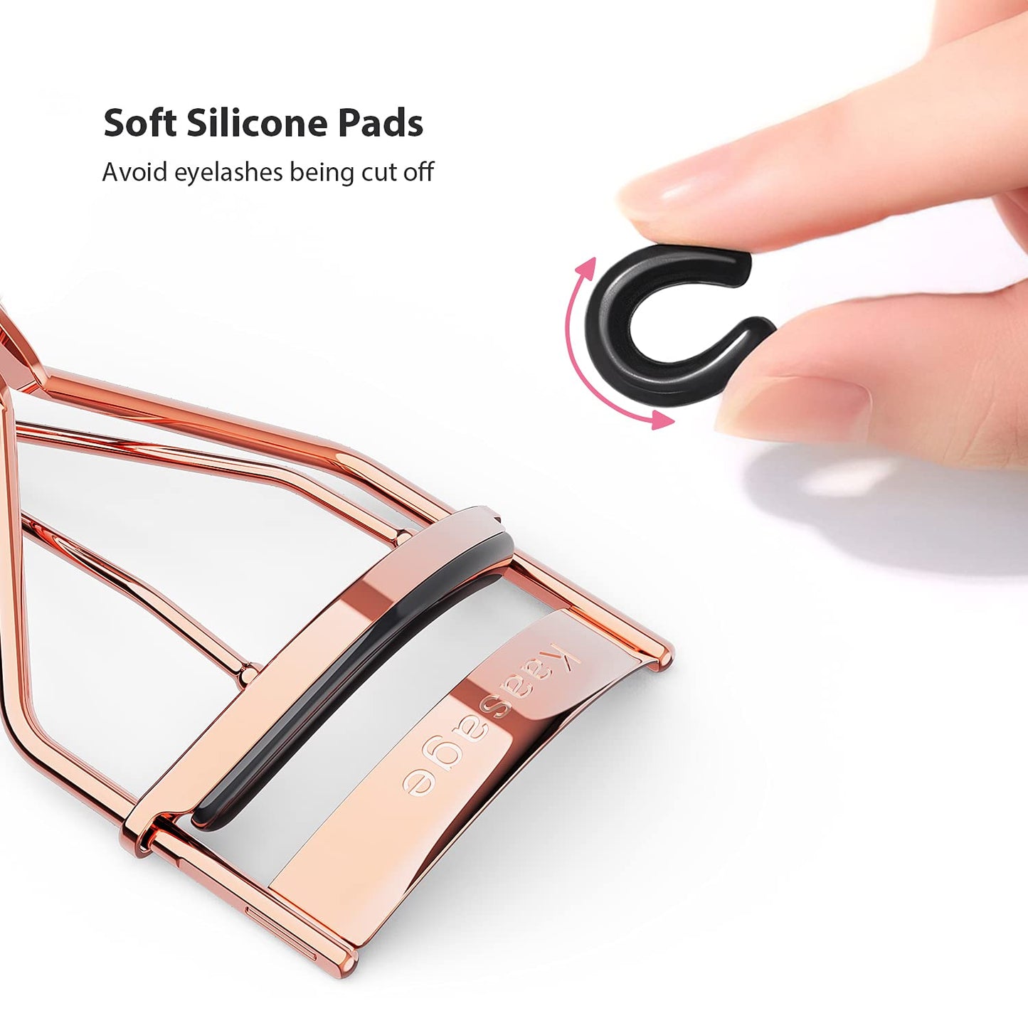 Kaasage Eyelash Curler for Women - Golden Professional Lash Curler with Refill Silicone Pads.